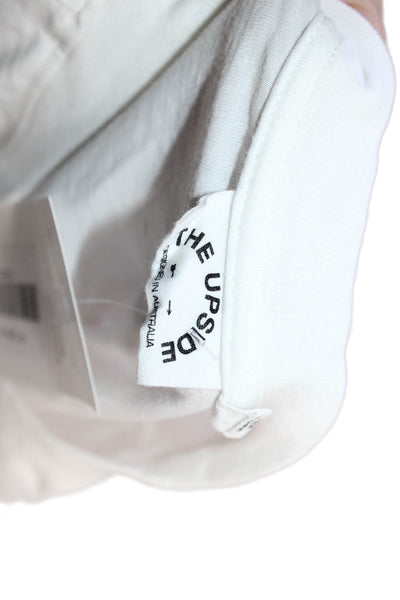 The Upside Womens Basic White Graphic Cotton Crewneck Tee Size XS