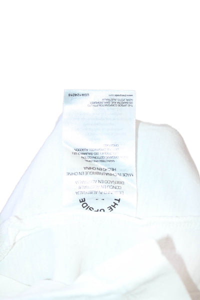 The Upside Womens Basic White Graphic Cotton Crewneck Tee Size XS