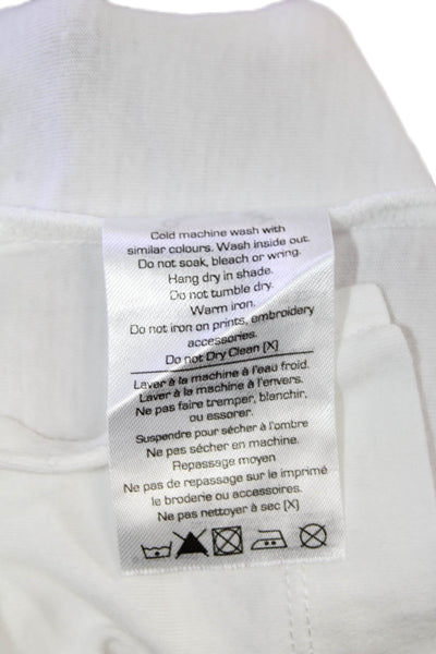 The Upside Womens Basic White Graphic Cotton Crewneck Tee Size XS