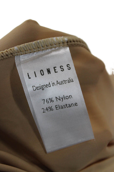 Lioness Women Bodycon Mini Dress Beige Long Sleeve Zip Size S