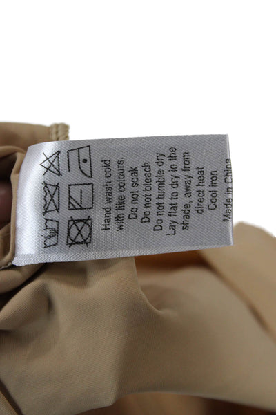 Lioness Women Bodycon Mini Dress Beige Long Sleeve Zip Size S