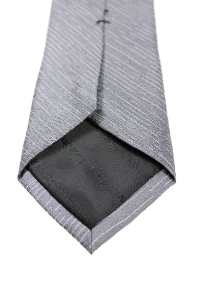 Calvin Klein Men's Classic Silk Neck Tie Striped Gray One Size