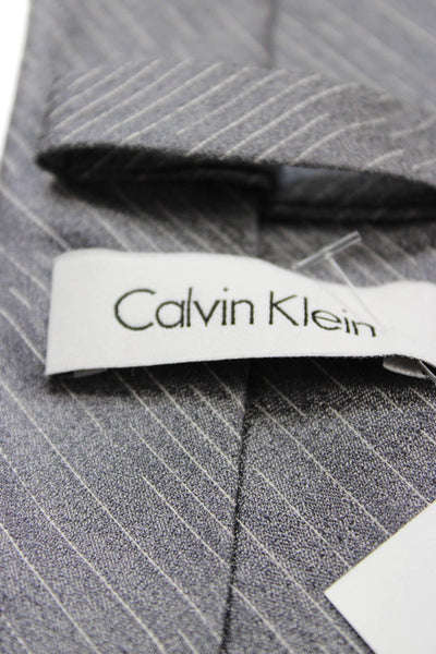 Calvin Klein Men's Classic Silk Neck Tie Striped Gray One Size