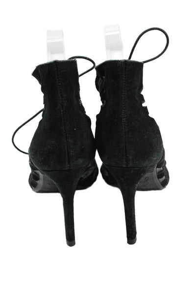 Joie Womens Suede Lace Up Sandal Heels Black Size 37 7