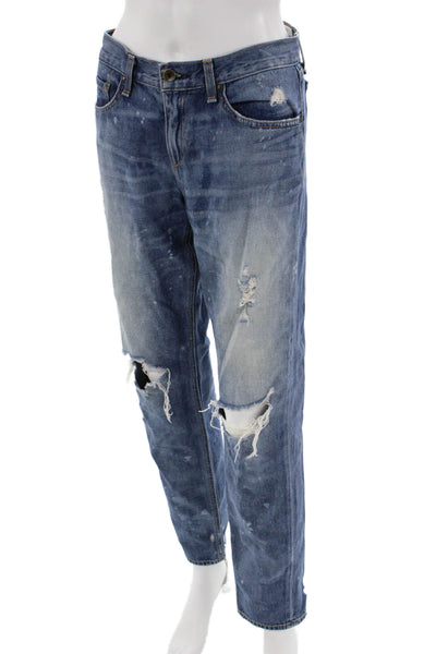 Rag & Bone Unisex Cropped Straight Blue Cotton Jeans Button Size 28
