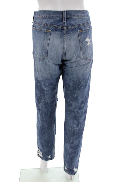 Rag & Bone Unisex Cropped Straight Blue Cotton Jeans Button Size 28