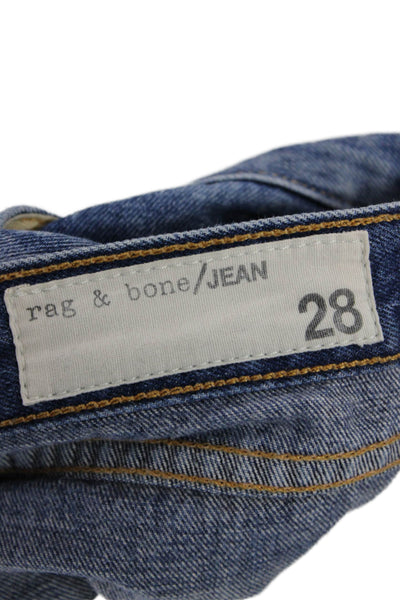 Rag & Bone Unisex Cropped Straight Blue Cotton Jeans Button Size 28