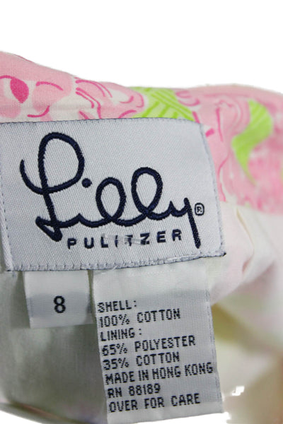 Lilly Pulitzer Womens A-Line Mini Skirt Green Animal Print Cotton Size 8