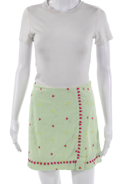 Lilly Pulitzer Womens A-Line Wrap Mini Striped Cotton Skirt Size 6
