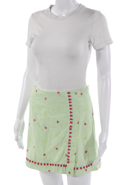 Lilly Pulitzer Womens A-Line Wrap Mini Striped Cotton Skirt Size 6