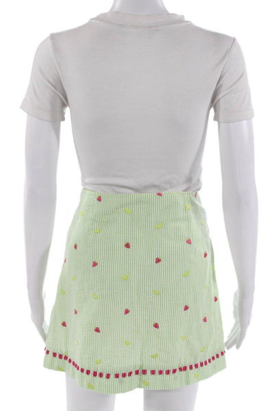 Lilly Pulitzer Womens A-Line Wrap Mini Striped Cotton Skirt Size 6