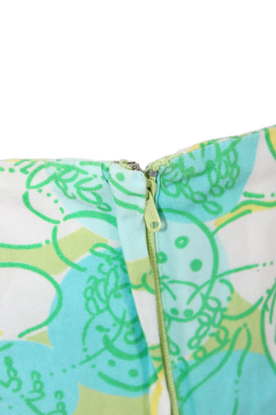 Lilly Pulitzer Women A-Line Mini Skirt Green Floral Cotton Size 6