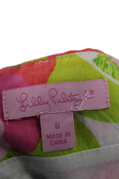 Lilly Pulitzer Women A-Line Mini Skort Floral Green Cotton Size 6