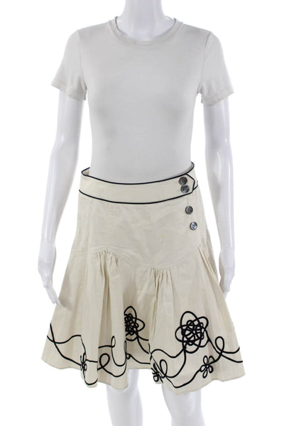 Karen Millen Women A-Line Flare Skirt Beige Cotton Short Size 6