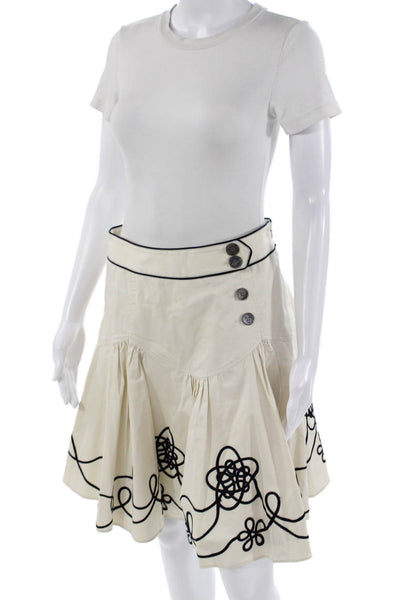 Karen Millen Women A-Line Flare Skirt Beige Cotton Short Size 6