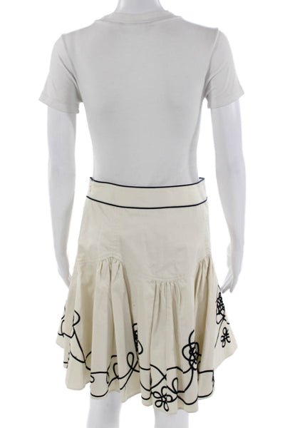 Karen Millen Women A-Line Flare Skirt Beige Cotton Short Size 6