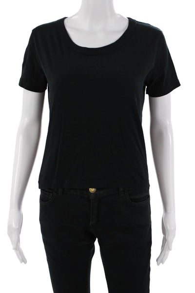 American Vintage Women Jersey Top Black Round Neck Cotton Short Sleeve Size M