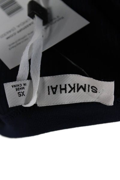 Simkhai Women Basic Dark Blue Round Neck Solid Tank Rayon Spandex Size XS