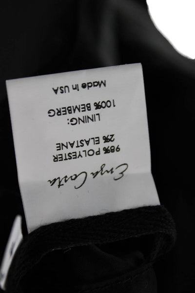 Enza Costa Women Black V-Neck Button Vest Sleeveless Polyester Blend Size 2