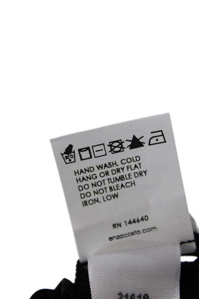 Enza Costa Women Black V-Neck Button Vest Sleeveless Polyester Blend Size 2