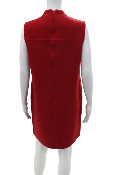 Michael Kors Collection Women Shift Dress Red Wool Sleeveless Mock Neck Size 4