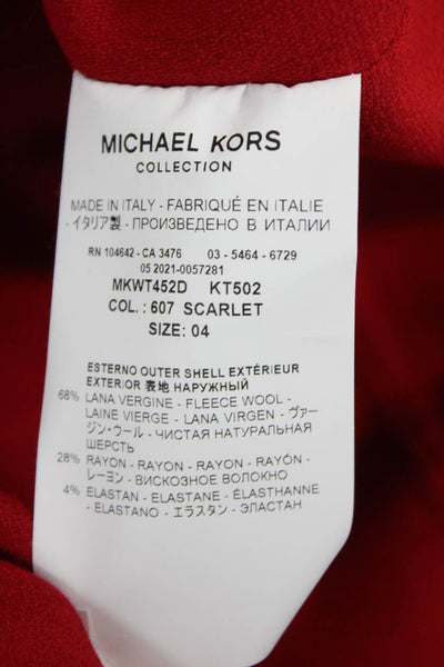 Michael Kors Collection Women Shift Dress Red Wool Sleeveless Mock Neck Size 4