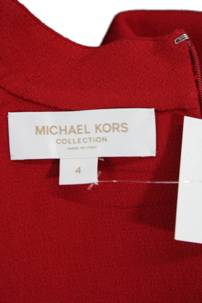 Michael Kors Collection Women Shift Dress Red Wool Sleeveless Mock Neck Size 4