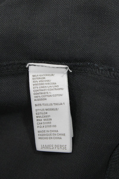 James Perse Womens Dark Gray Collared 3/4 Sleeve Jumpsuit Viscose Linen Size 1