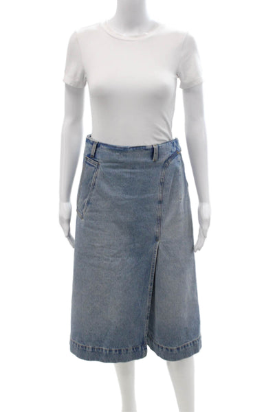 Victoria Beckham Women A-Line Wrap Skirt Blue Size 4