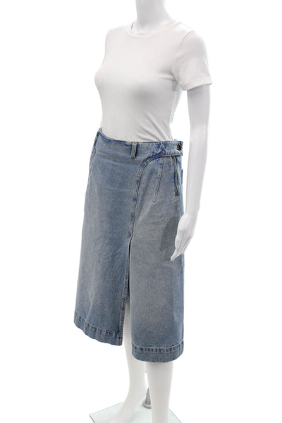 Victoria Beckham Women A-Line Wrap Skirt Blue Size 4