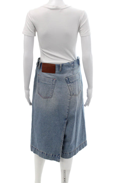 Victoria Beckham Women A-Line Wrap Skirt Blue Size 4