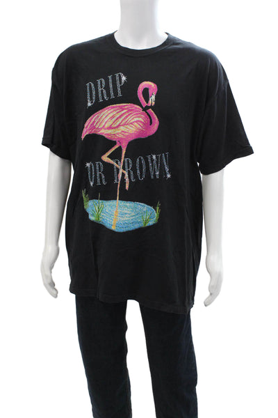 Webster Mens Black Cotton Blend Graphic Bird Crew Neck T-Shirt Size XL