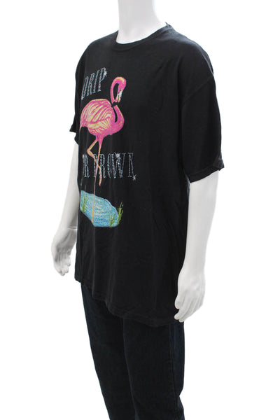 Webster Mens Black Cotton Blend Graphic Bird Crew Neck T-Shirt Size XL