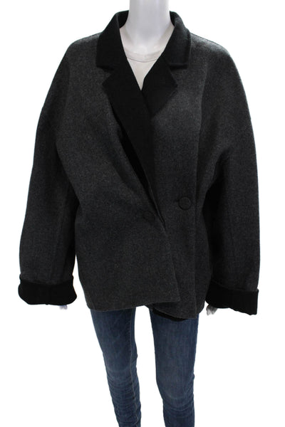 Givenchy Women Coat Black Wool Blend Collared Button Long Sleeve Size 38
