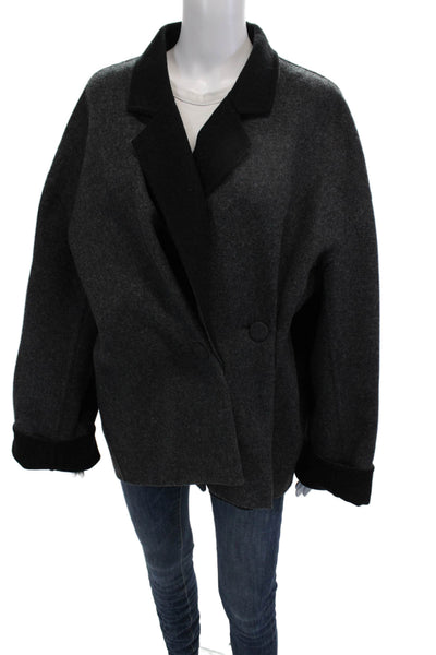 Givenchy Women Coat Black Wool Blend Collared Button Long Sleeve Size 38