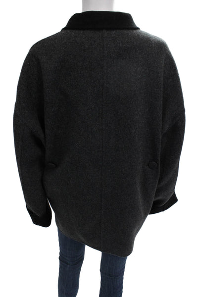 Givenchy Women Coat Black Wool Blend Collared Button Long Sleeve Size 38