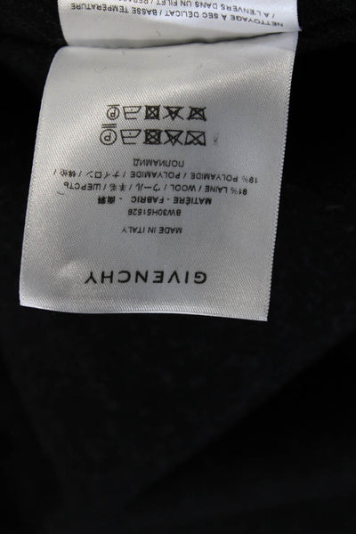 Givenchy Women Coat Black Wool Blend Collared Button Long Sleeve Size 38