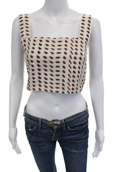 Juan D Dios Women Cropped Silk Square Neck Sleeveless Tank White Size 4