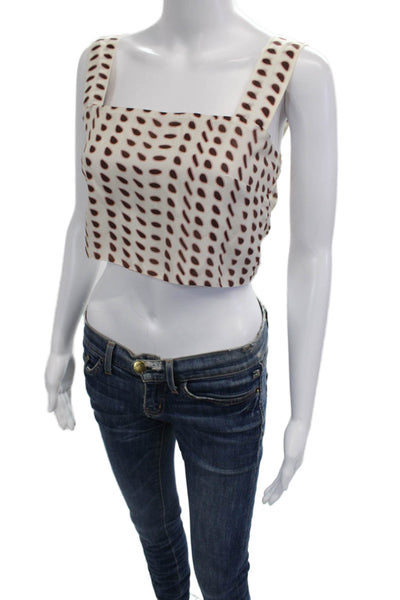 Juan D Dios Women Cropped Silk Square Neck Sleeveless Tank White Size 4