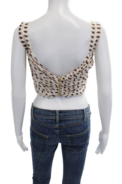 Juan D Dios Women Cropped Silk Square Neck Sleeveless Tank White Size 4