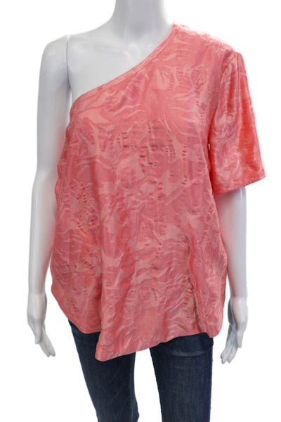 Rosie Assoulin Womens Pink Short Sleeve Blouse Size M