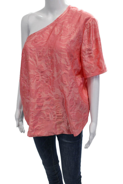 Rosie Assoulin Womens Pink Short Sleeve Blouse Size M