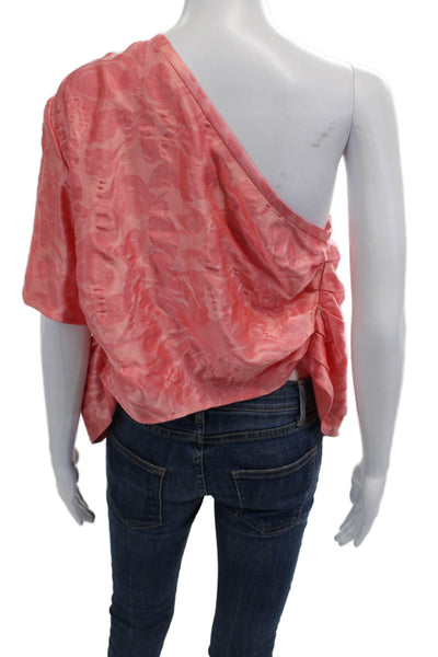Rosie Assoulin Womens Pink Short Sleeve Blouse Size M