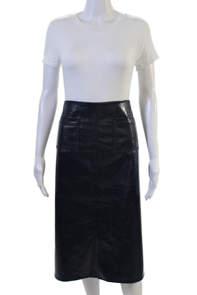 J Crew Womens Straight Pencil Skirt Black Polyurethane Knee Length Size 12