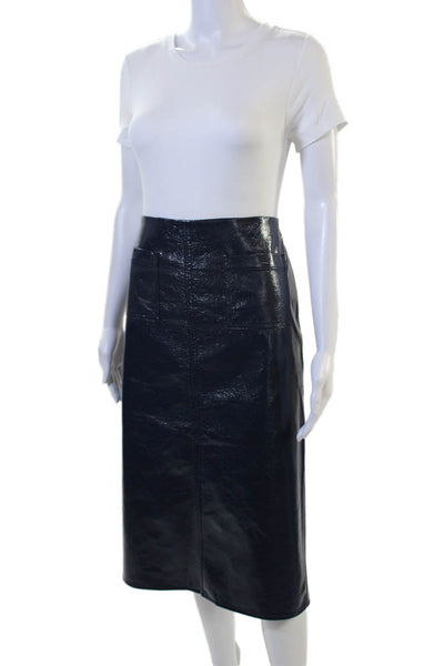 J Crew Womens Straight Pencil Skirt Black Polyurethane Knee Length Size 12