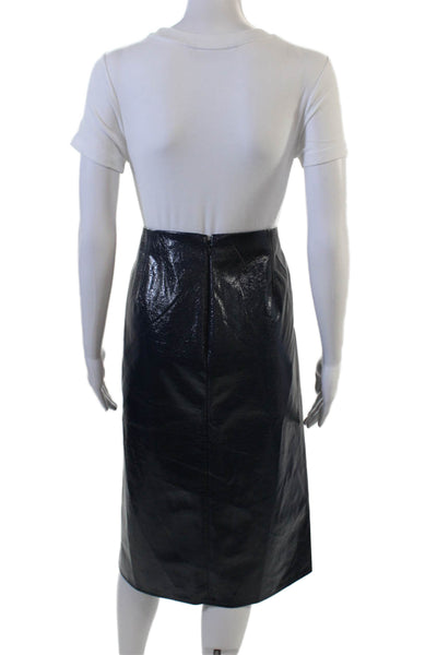 J Crew Womens Straight Pencil Skirt Black Polyurethane Knee Length Size 12