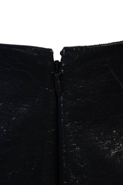 J Crew Womens Straight Pencil Skirt Black Polyurethane Knee Length Size 12