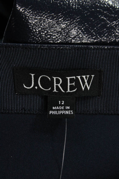 J Crew Womens Straight Pencil Skirt Black Polyurethane Knee Length Size 12