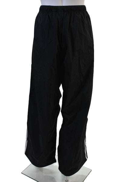 Adidas Unisex Windbreaker Pants Black Drawstring Striped 100% Polyamide Size L