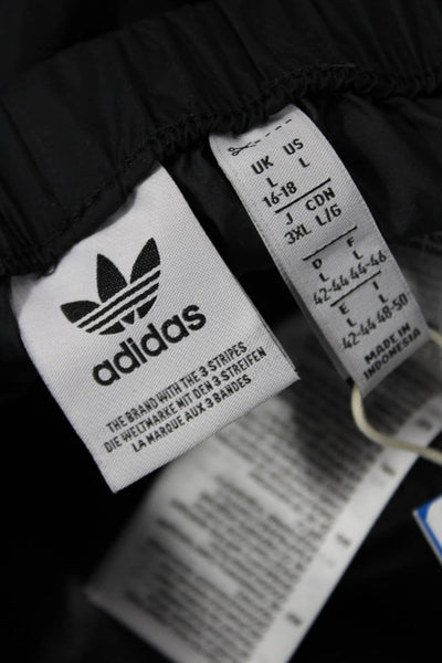 Adidas Unisex Windbreaker Pants Black Drawstring Striped 100% Polyamide Size L